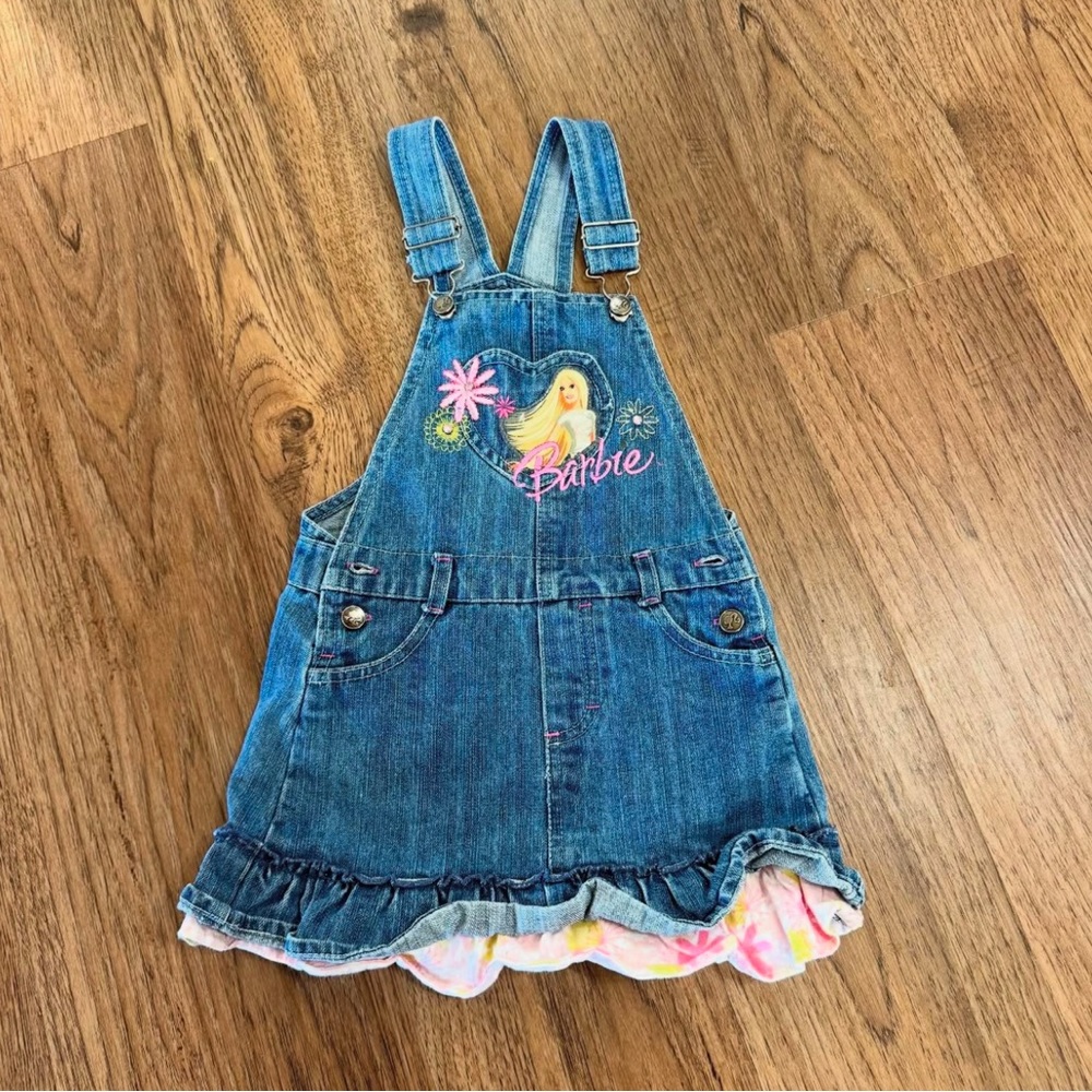 Barbie Denim Jumper Dress for Kids - Blue